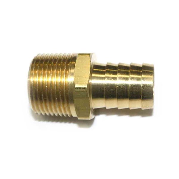 Interstate Pneumatics Brass Hose Barb Fitting, Connector, 3/4 Inch Barb X 3/4 Inch NPT Male End, PK 25 FM99-25K